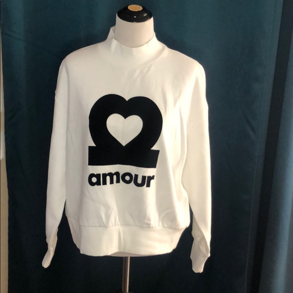 H&M Amour Mock Turtleneck Sweatshirt White Large